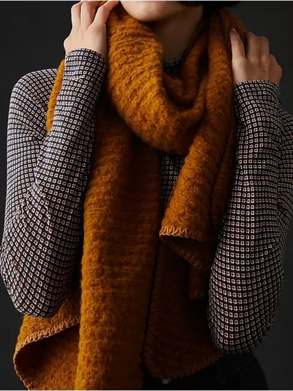 NWT Anthropologie Cozy Oversized Recycled Boucle Scarf Bronze
